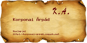 Korponai Árpád névjegykártya