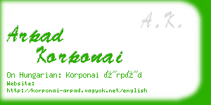 arpad korponai business card